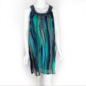 EUC-JACQUELINE Riu Beaded Detail Flowy Shift Dress